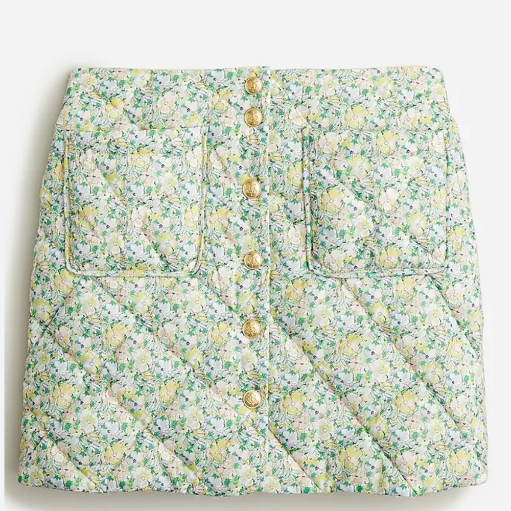 J. Crew liberty fabric Limited-edition quilted button-front mini skirt NWOT  14 - Picture 2 of 14